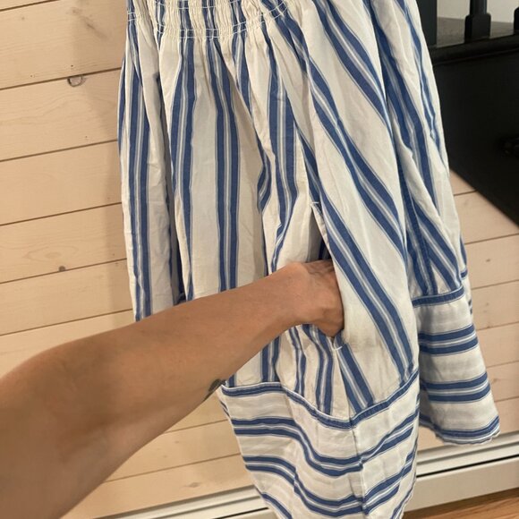 013 Free People Pajama Party Tunic Top Nwot Blue Ivory Combo Size XS - Picture 9 of 13